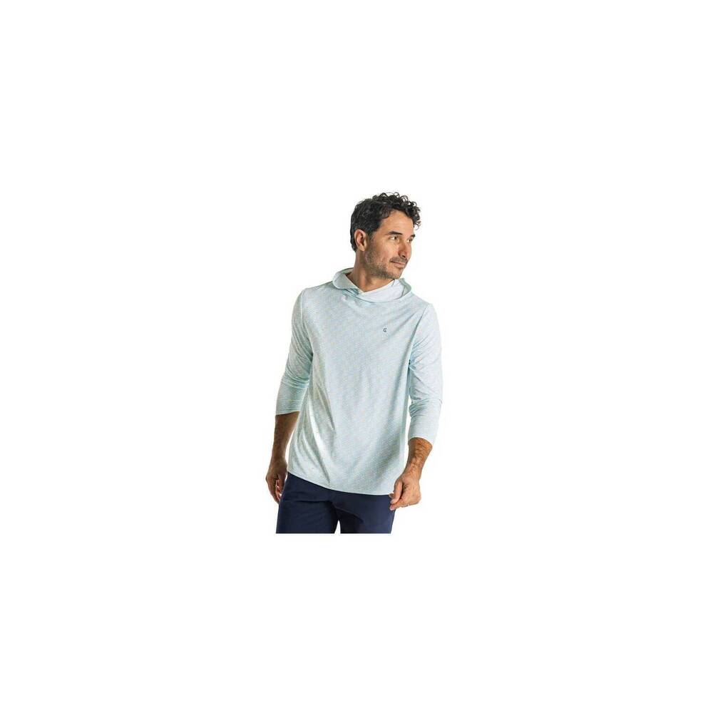 NEW CRIQUET hoodie sun shirt in bonefish print - blue
